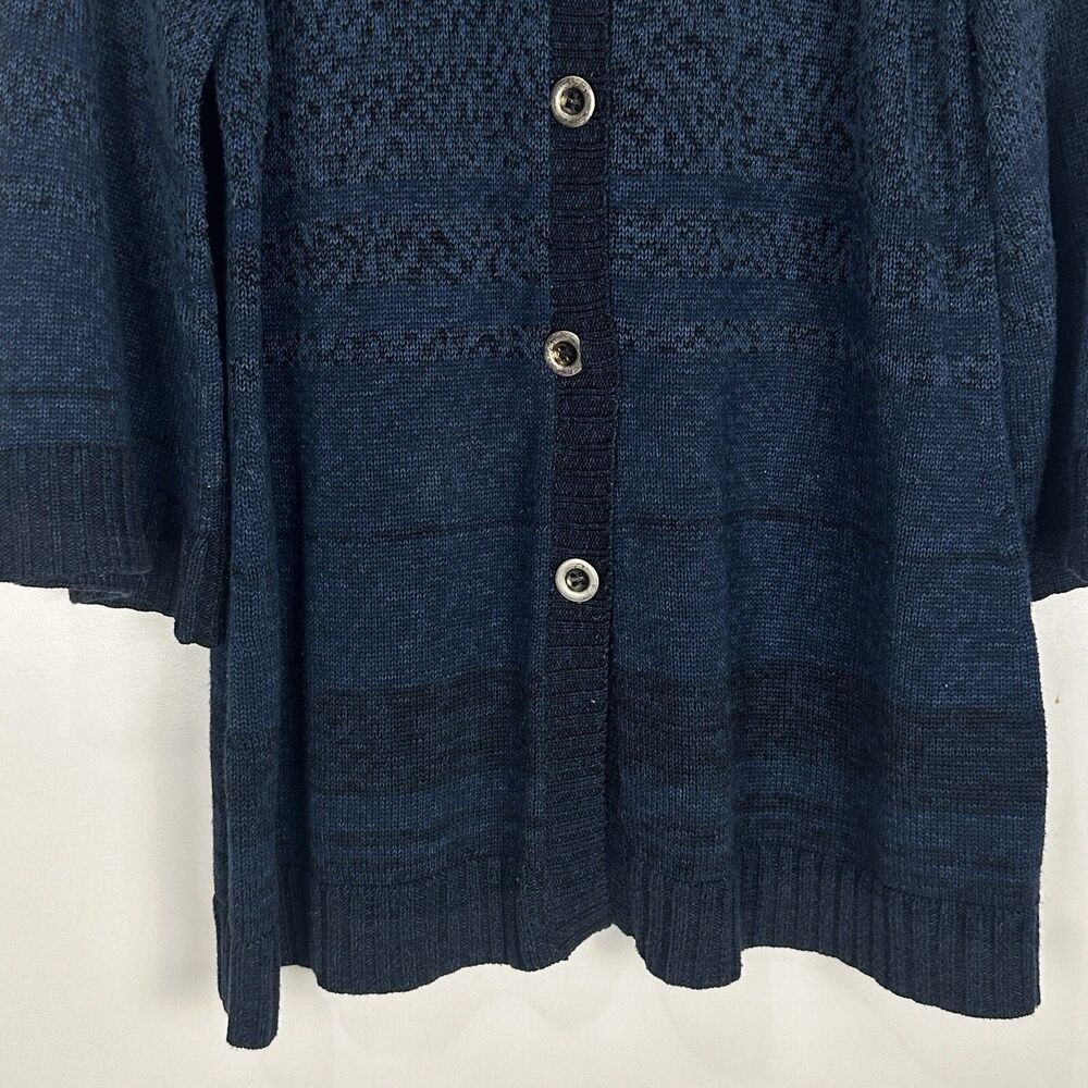 Peruvian Connection Ombre Blue Pima Cotton Cardigan Sweater Boho Size Large - Picture 4 of 12